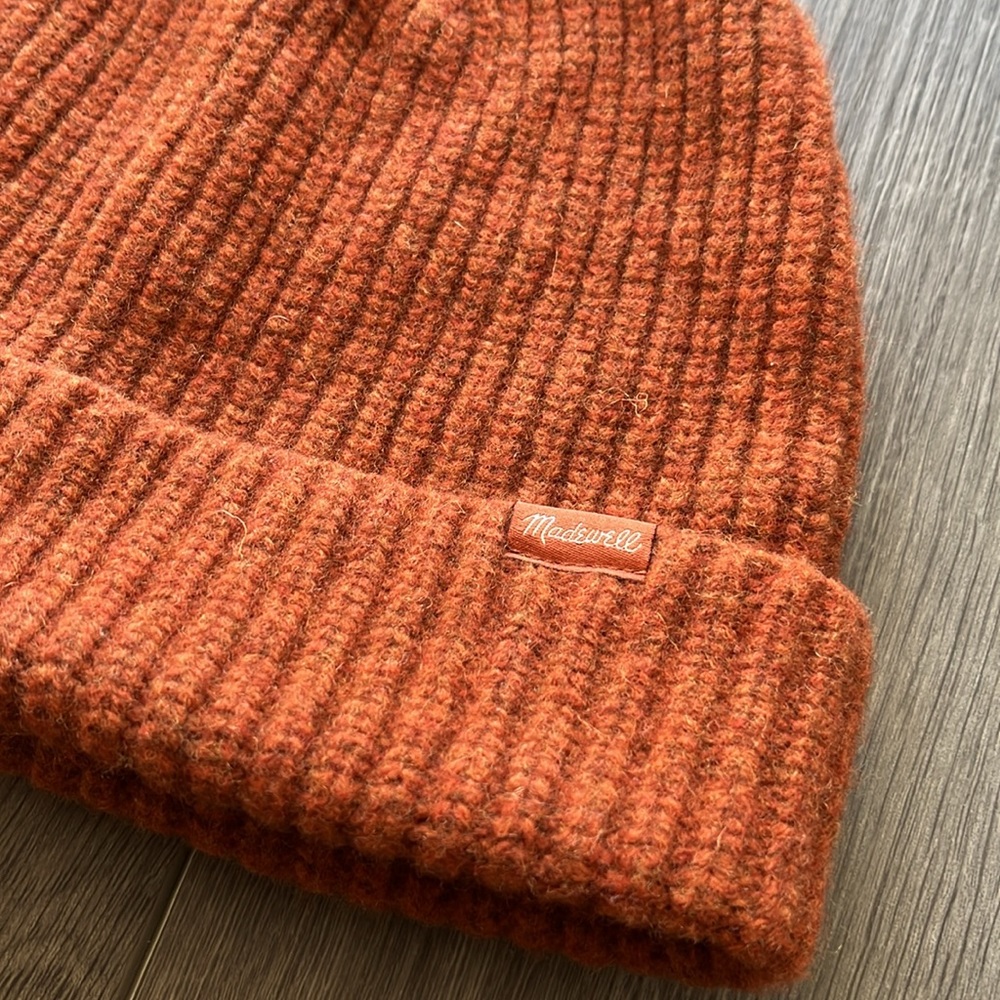 MADEWELL | Rust Orange Chunky Merino Wool Cuffed Beanie